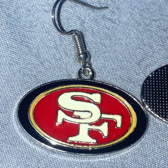 Jewelry - NFL Team 49ers Logo Dangle Earrings - Red, Gold, Black